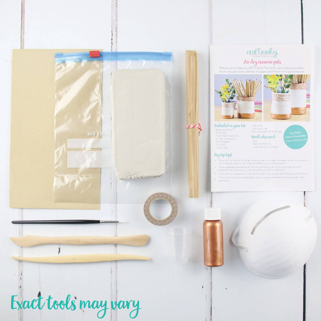 air dry clay pot craft kit by craftiosity