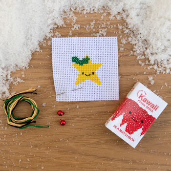 Kawaii Christmas Star Mini Cross Stitch Kit, 10 of 12