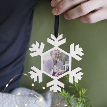 Memory Photo Christmas Hanging Snowflake Decoration, 3 of 4