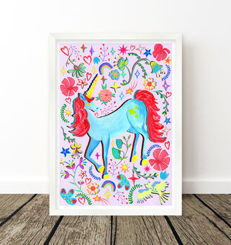 Blue And Lilac Unicorn Print, 9 of 12