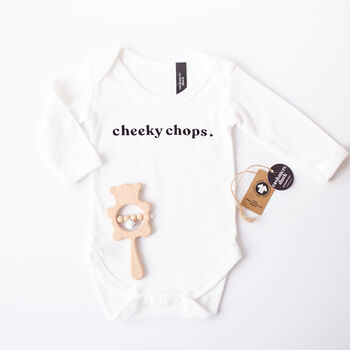 'Cheeky Chops' Organic Baby Grow, 3 of 4