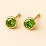 Gold Plated Sterling Silver August Peridot Birthstone Stud Earrings, thumbnail 1 of 3