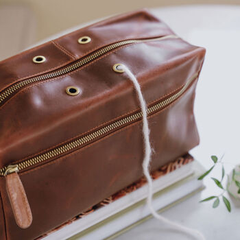Leather Knitting And Crochet Project Case, 4 of 6