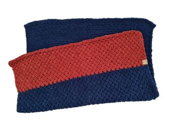 Snagl Baby Blanket In Rusty Red And Blue Petrol, 7 of 10
