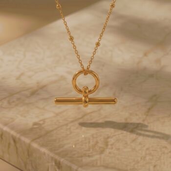 Delicate T Bar Necklace 18k Gold Plated, 2 of 5