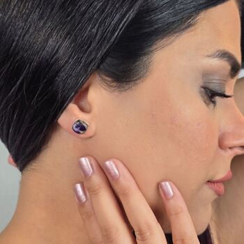 Amethyst February Birthstone Silver Stud Earrings, 3 of 4