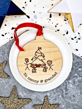 Personalised Wooden Child's Drawing Bauble, 10 of 12