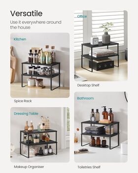 Spice Rack Set Stackable Cupboard Shelves, 3 of 7