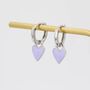 Dangling Enamel Heart Earrings In Sterling Silver, thumbnail 4 of 12