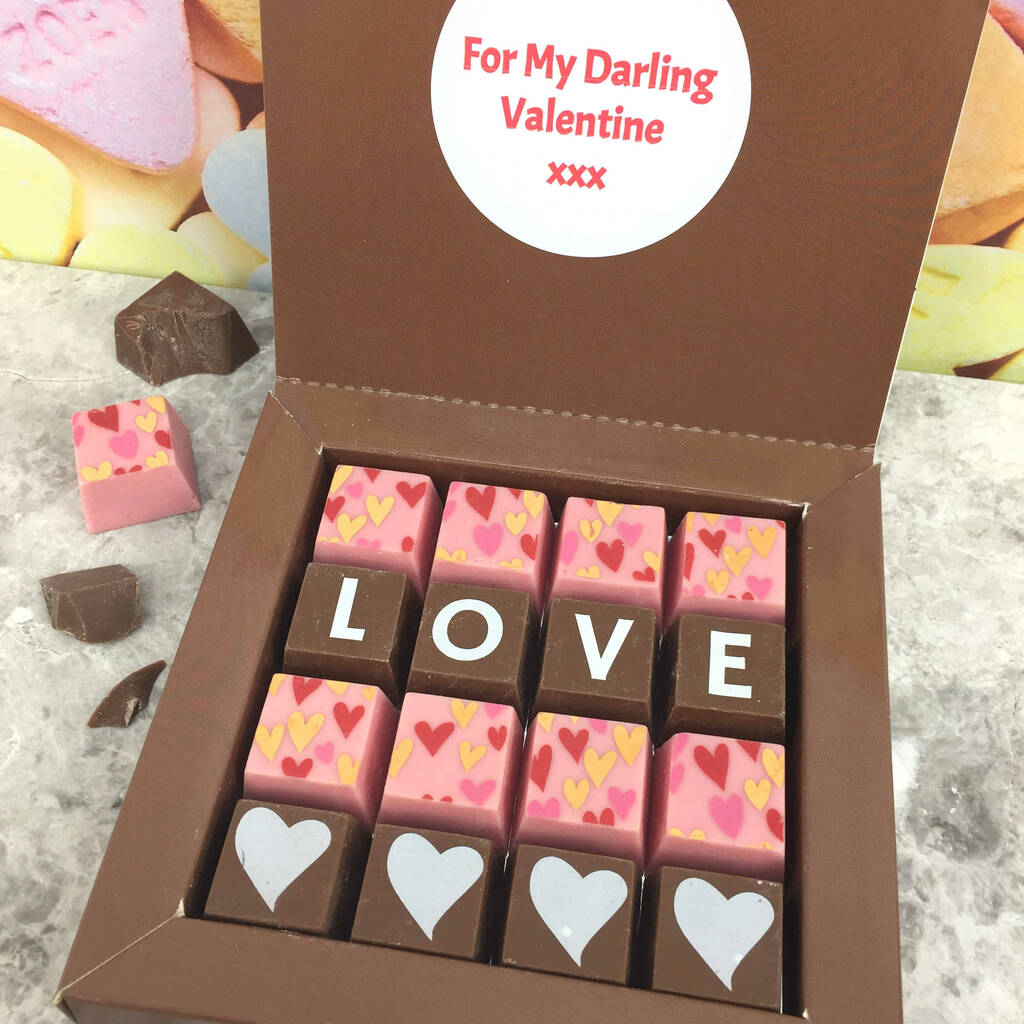 Personalised Message Love And Hearts Chocolates By Cocoapod Chocolates