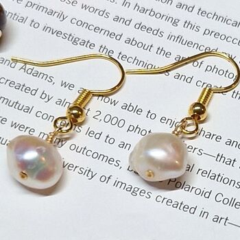 Baroque Pearl Gold And Sterling Silver Earrings, 3 of 3