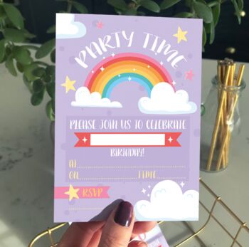 Rainbow Party Invitations Pack Of 20, 2 of 2