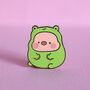 Pig In Frog Costume Enamel Pin | Cute Pin Badges, thumbnail 3 of 5