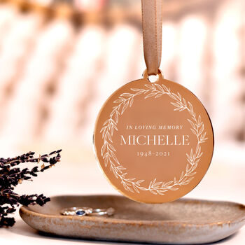 Personalised Memorial Gold Christmas Bauble Decoration, 5 of 7