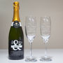 Mr And Mrs Engraved Champagne Flute Set, thumbnail 5 of 6
