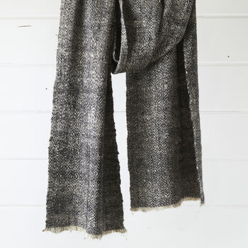 Fair Trade Woven Soft Yak Wool Raw Silk Unisex Scarf, 10 of 12