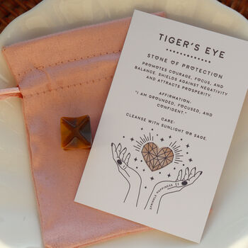 Tiger’s Eye Merkaba Star Crystal Gift With Pouch, 3 of 5