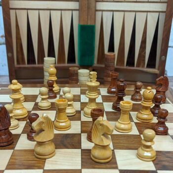 Wooden Birthday Game, Fathers Day Gift; Multi Chess Backgammon Set, 2 of 8