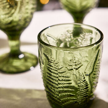 Set Of Four Botanical Fern Green Wine Goblets, 3 of 6