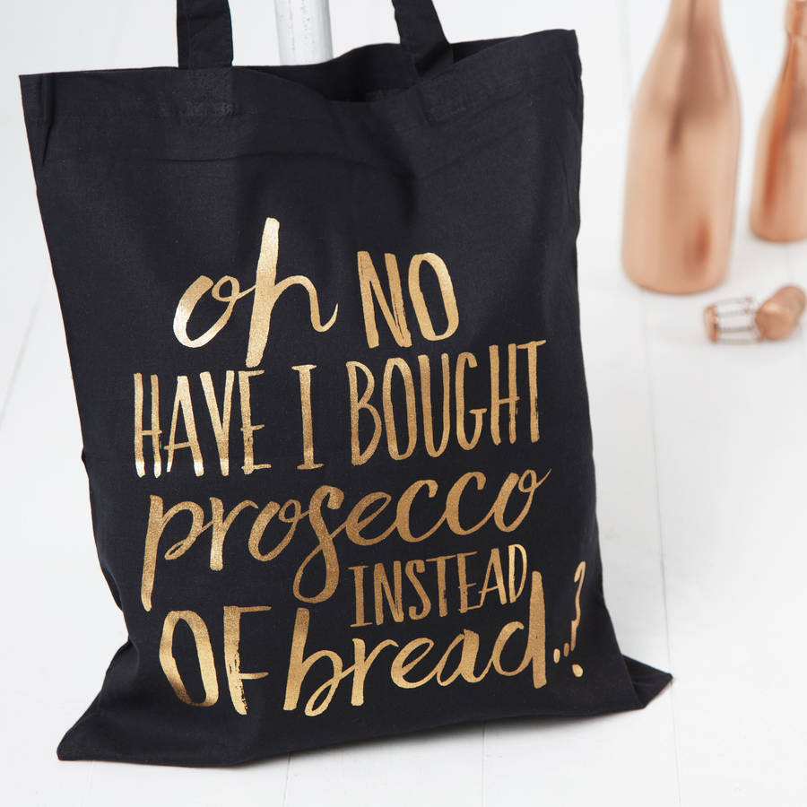 Black And Copper Prosecco Tote Shopping Bag, 1 of 4