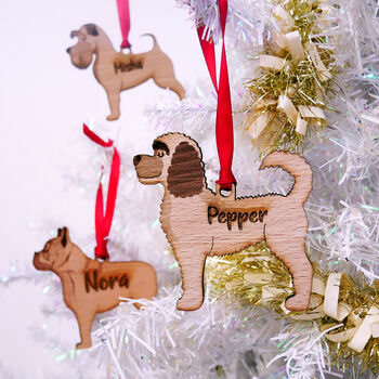 Personalised Dog Breed Wooden Christmas Tree Decoration, 6 of 8