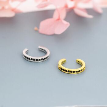 Black Cz Ear Cuff In Sterling Silver, 3 of 12