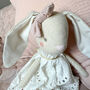 Linen Bunny Rabbit Soft Toy Doll With Ivory Broderie Dress, thumbnail 3 of 4