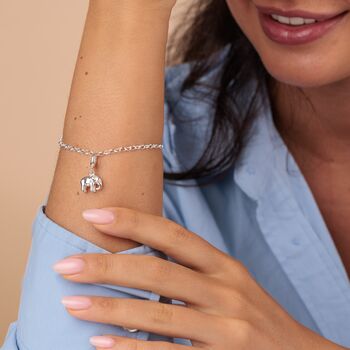 Sterling Silver Elephant Charm Bracelet, 3 of 4