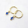 Sapphire September Birthstone Delicate Dangle Hoops, thumbnail 2 of 4