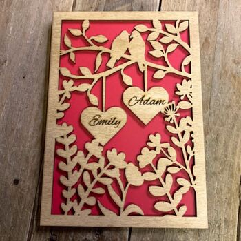 Personalised Wooden Couples Wedding Anniversary Card, 2 of 6