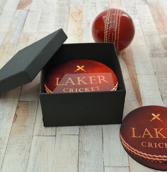Set Of Four Personalised Cricket Ball Coasters, 3 of 4