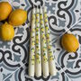 Ivory Hand Painted Lemon Taper Candle, thumbnail 1 of 5