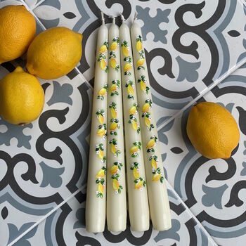 Ivory Hand Painted Lemon Taper Candle, 5 of 9