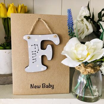 Personalised New Baby Alphabet Letter Wooden Card, 2 of 4