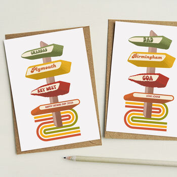 Retro Signpost Personalised Father's Day Card, 2 of 3