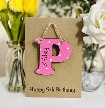 Personalised 9th Letter Birthday Wooden Keepsake Card, 4 of 5