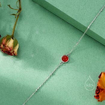 Sterling Silver Genuine Red Onyx Bracelet, 3 of 12