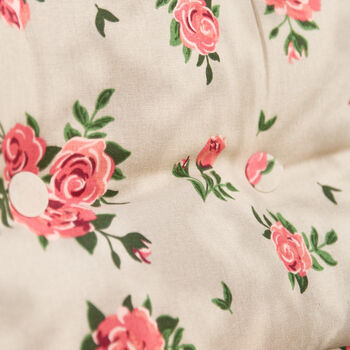 Set Of Two Country Rose Seat Cushions With Ties, 3 of 4