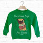 Pugs And Kisses Kids Christmas Sweatshirt, thumbnail 3 of 5