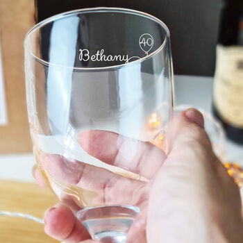 Engraved Wine Glass Personalised 40th Birthday Gift, 5 of 9
