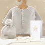 Hound Grey Bobble Hat And Cardigan Baby Gift Set, thumbnail 2 of 12