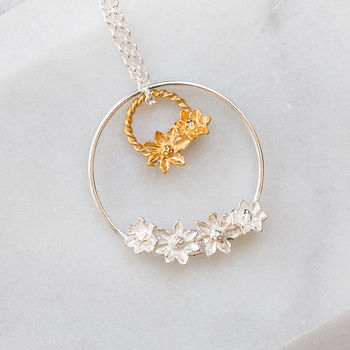 Summertime Double Flowers Hoop Necklace, 4 of 8