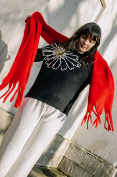 Red Colour Block Warm Wrap Scarf, 2 of 6