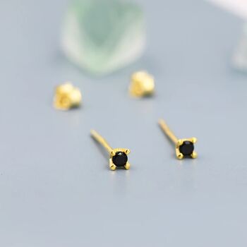 Extra Tiny 2mm Black Cz Stud Earrings, 5 of 11