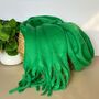 Super Soft Chunky Tassel Scarf In Green, thumbnail 1 of 3