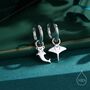 Mismatched Kawaii Hammerhead Shark And Manta Ray Huggie Hoop Earrings In Sterling Silver, thumbnail 1 of 12