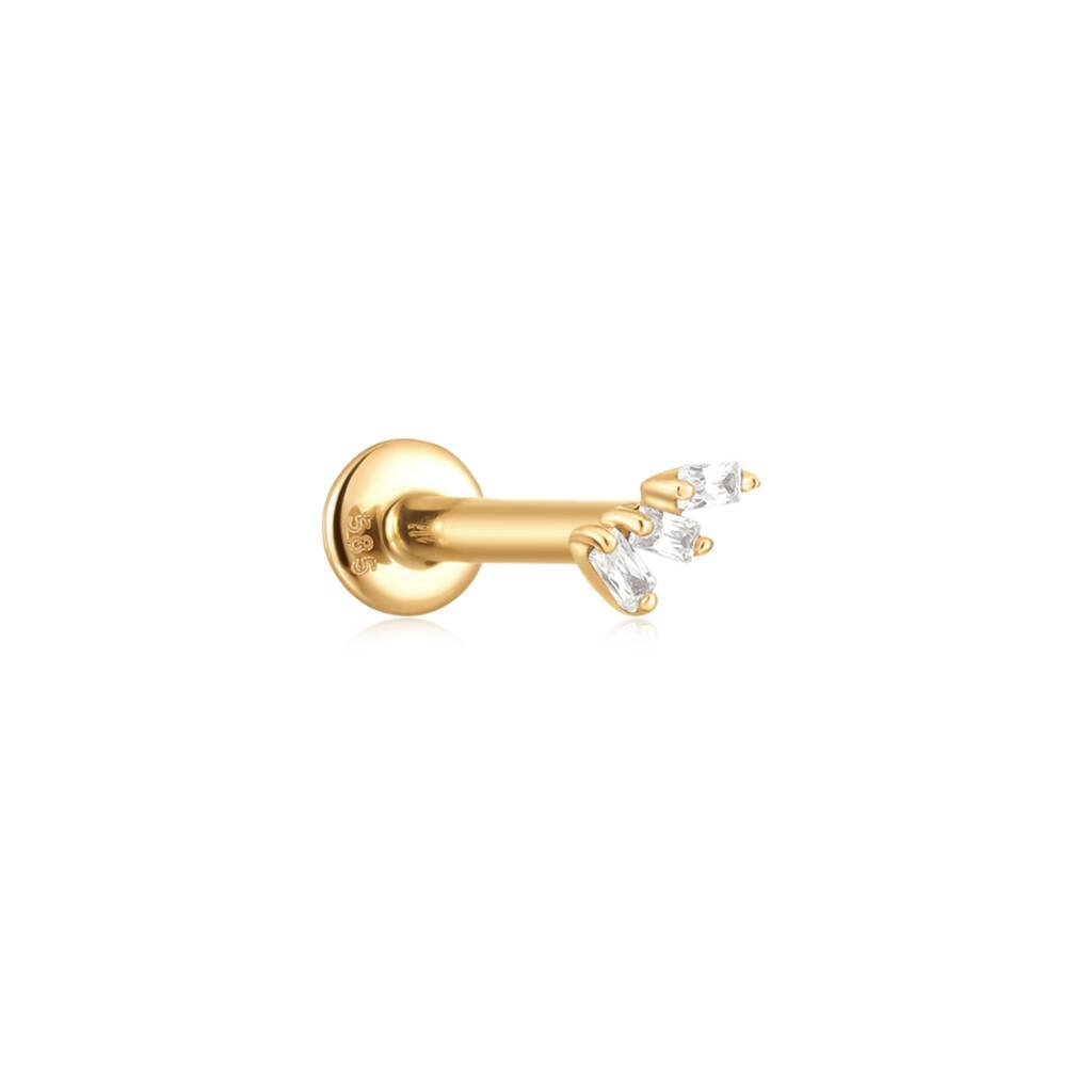14k Solid Gold And Diamond Labret Stud Earring, 1 of 5