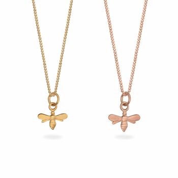 Tiny Bee Charm Necklace Gold Or Rose Gold Vermeil, 2 of 7