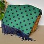 Cashmere Blend Spots Scarf In Green And Navy Blue, thumbnail 4 of 5
