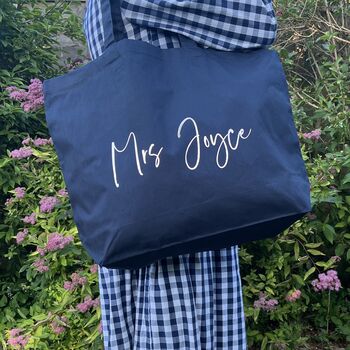 Personalised Cotton Name Navy Tote Bag, 3 of 3